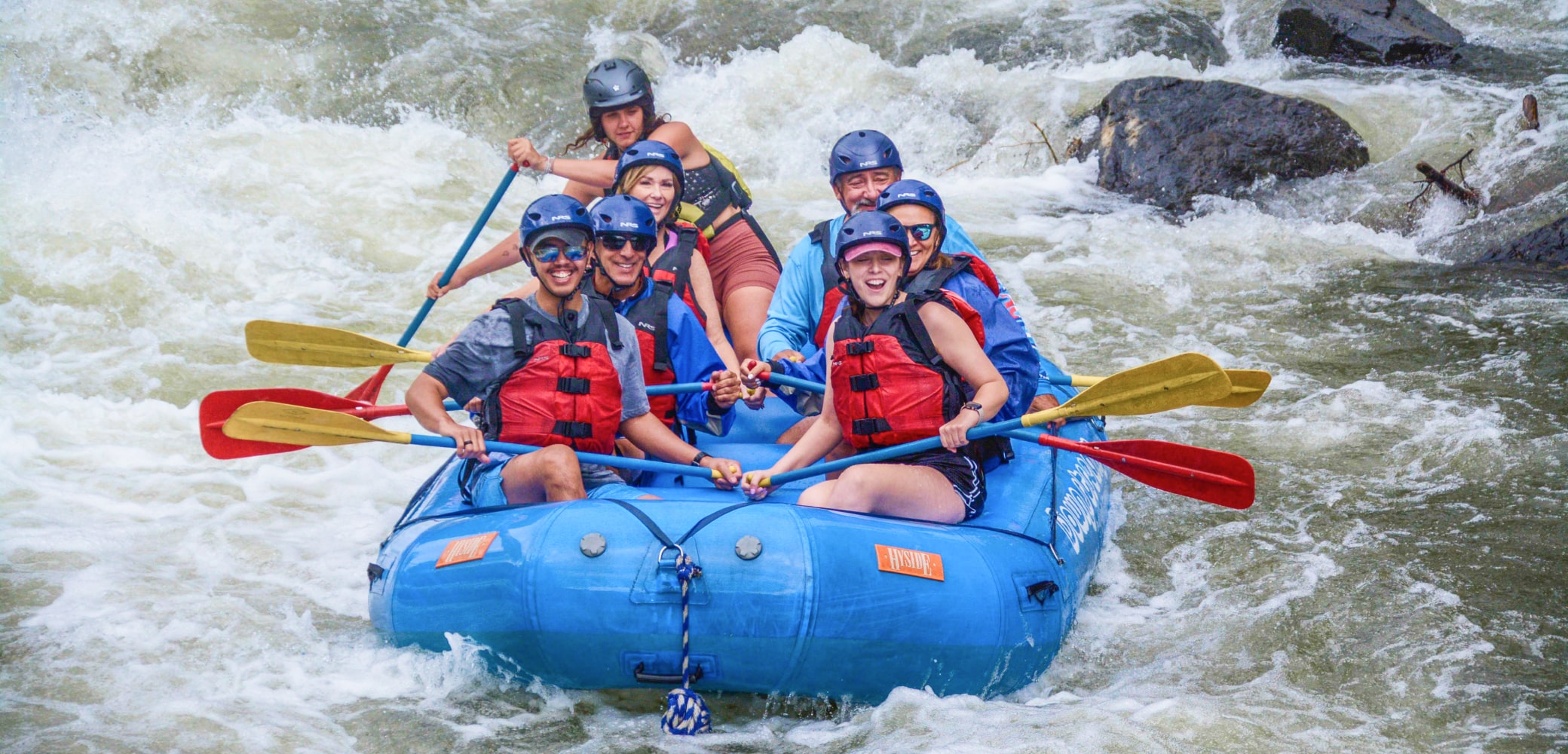 boat after rapids when rafting the numbers arkansas river