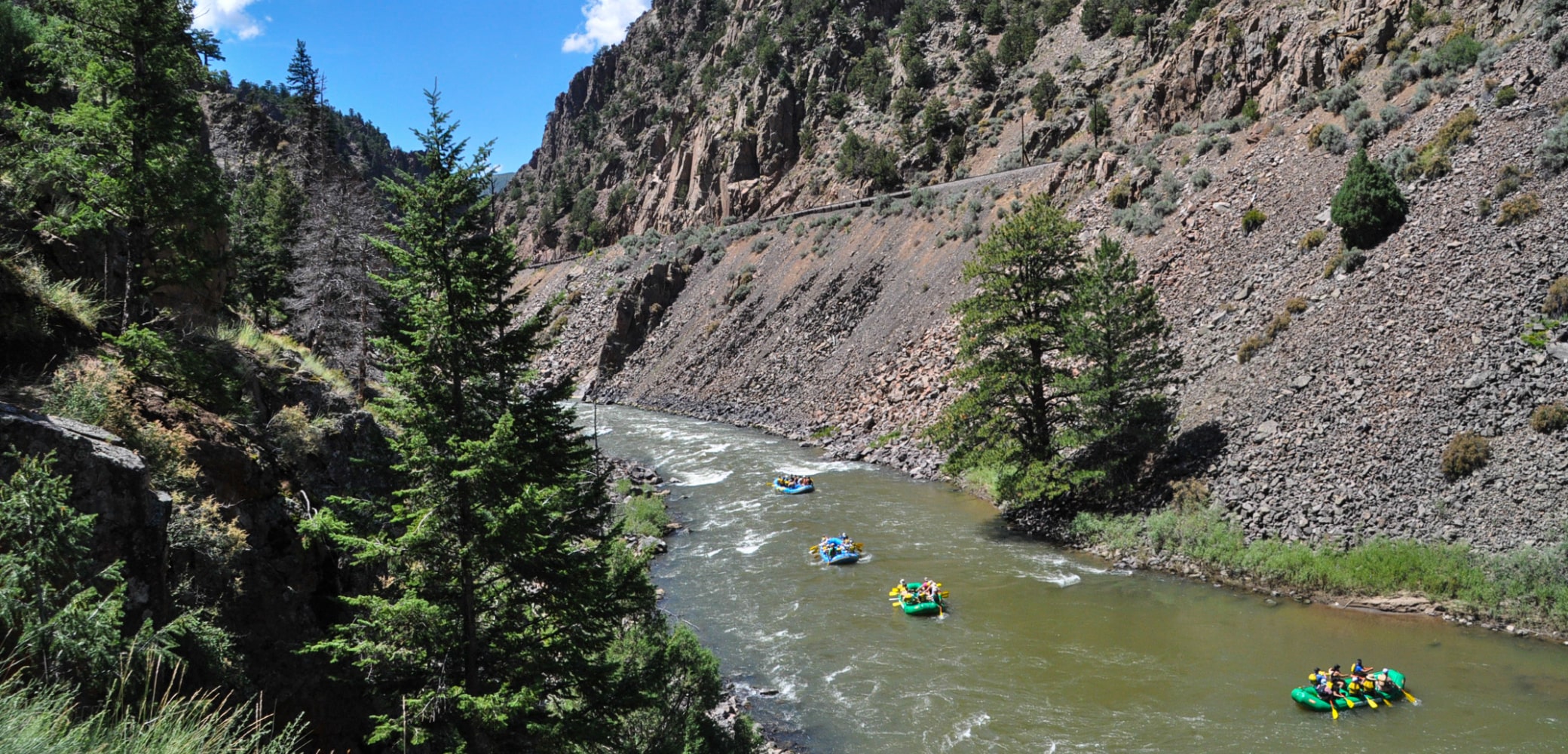 boats on guided white water rafting trip on the upper colorado river