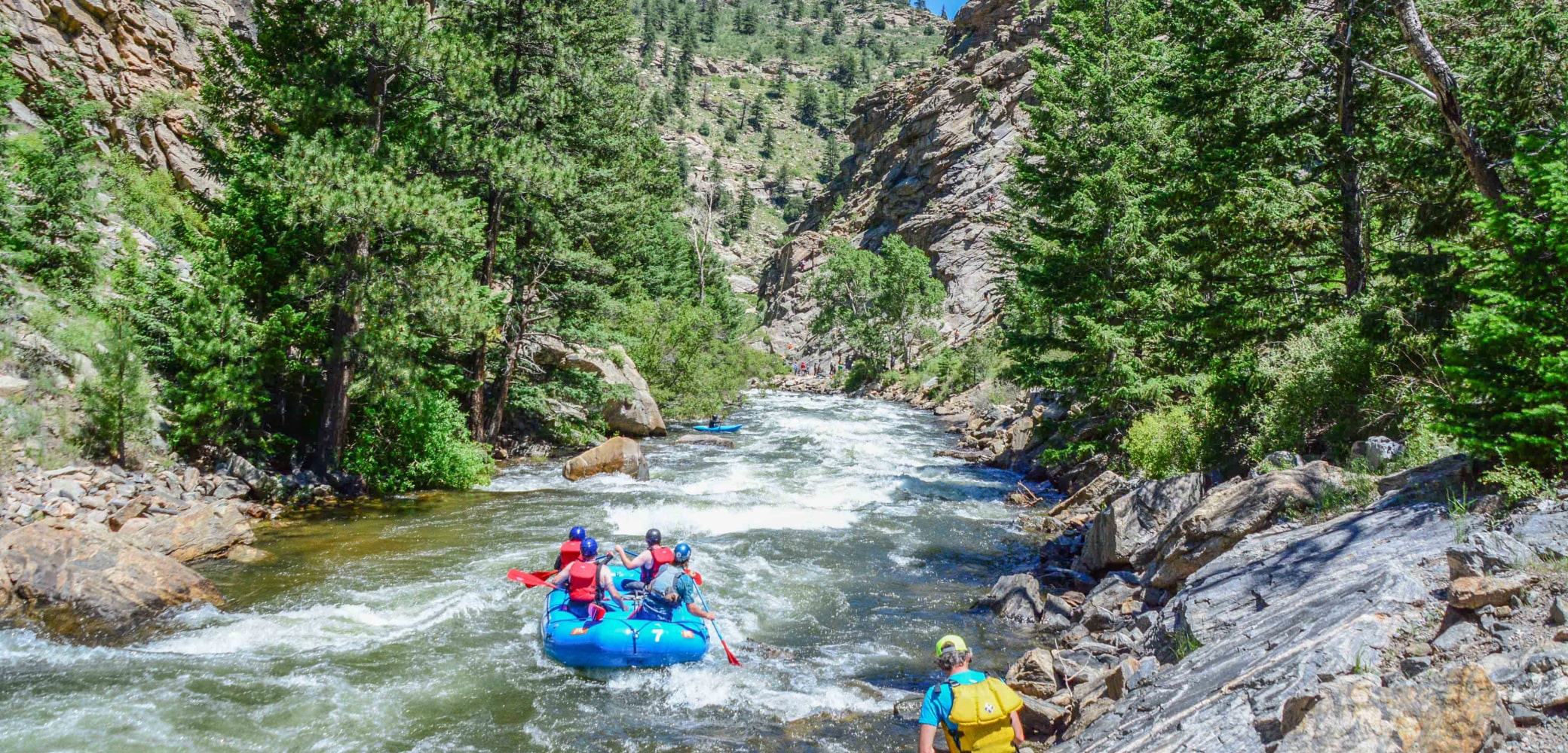 boat floats down lower clear creek canyon