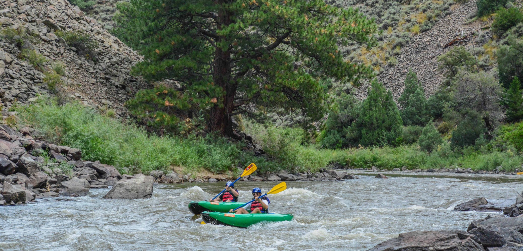 inflatable kayaks in Little Gore Canyon on the Upper Colorado River