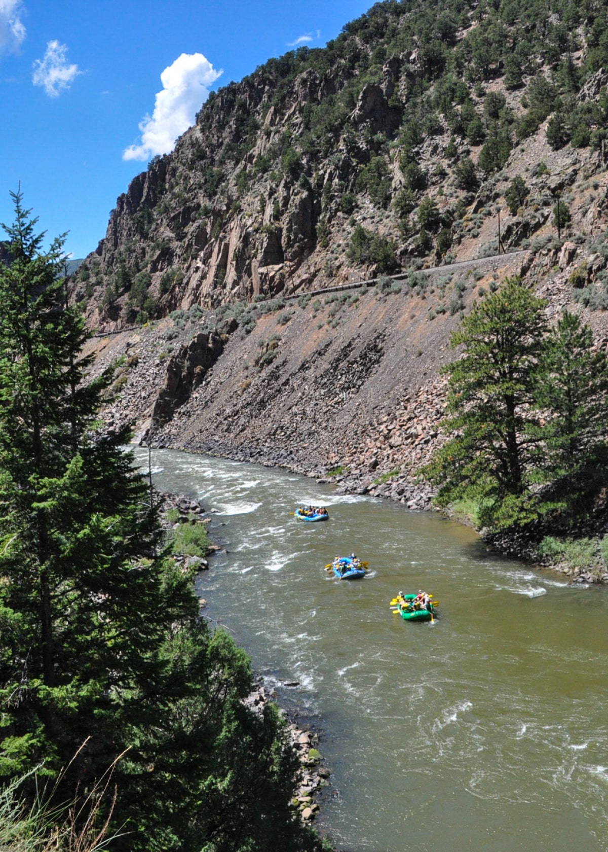three boats upper colorado river rafting