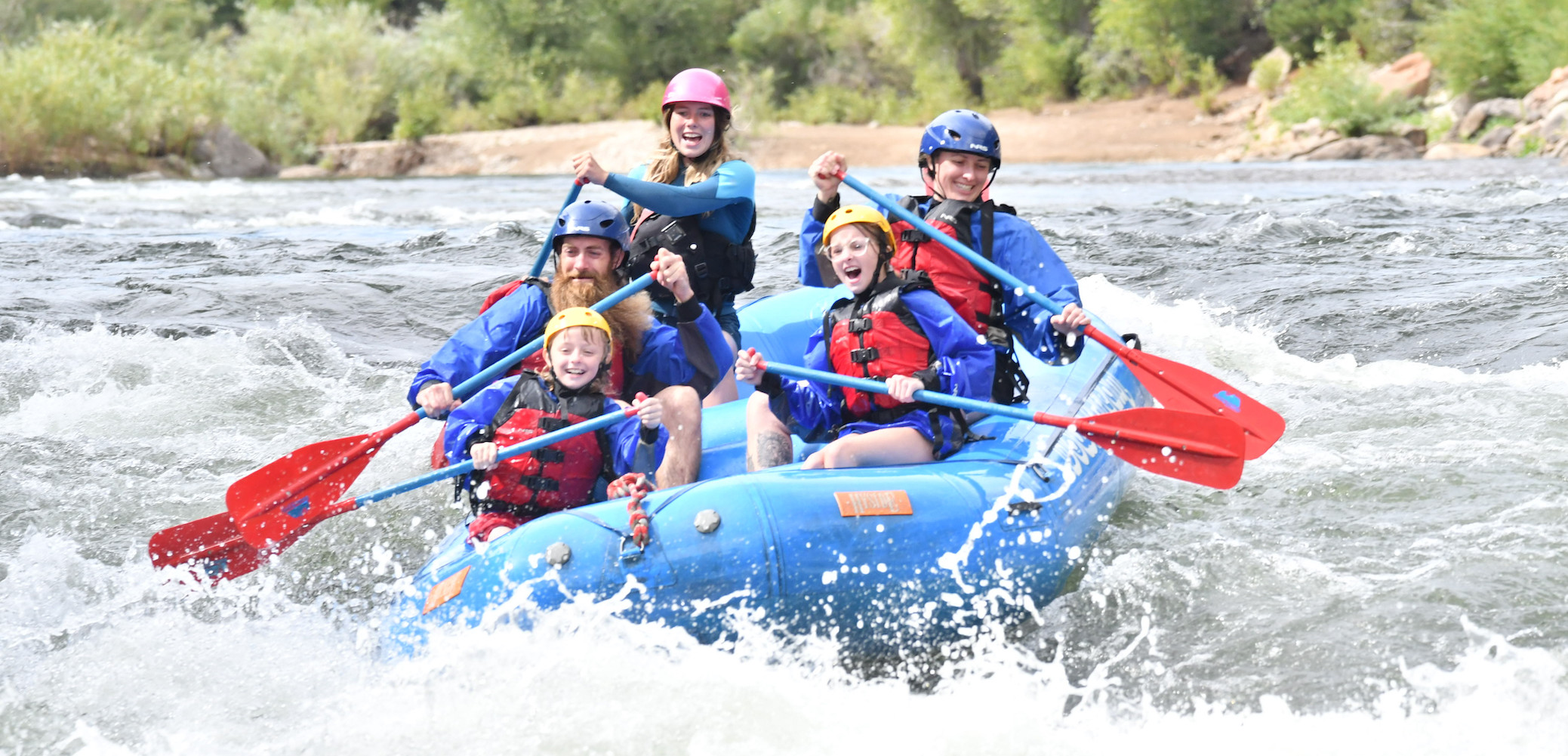 family rafting the Arkansas River in Browns Canyon