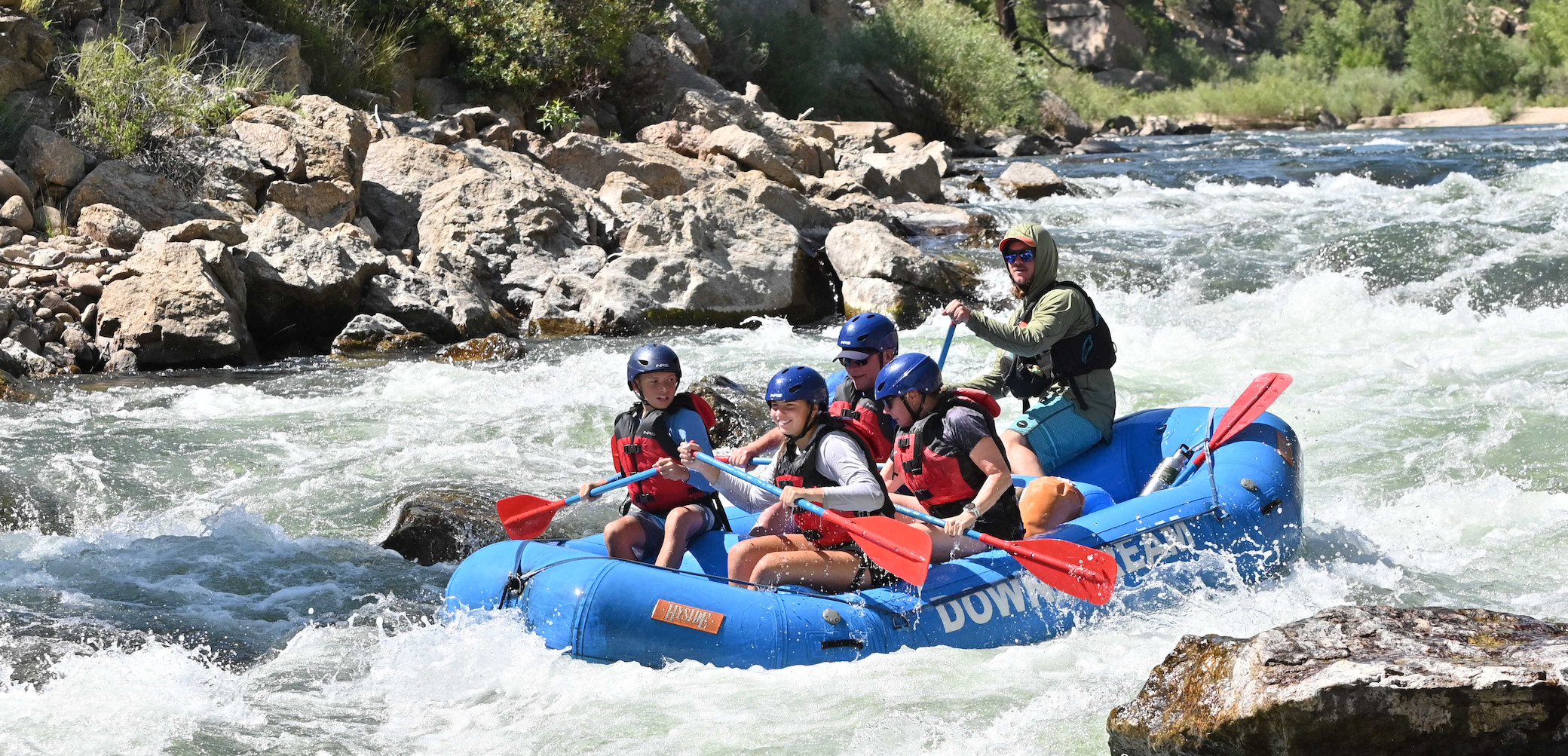 group of people rafting the Arkansas River in Browns Canyon near Denver Colorado