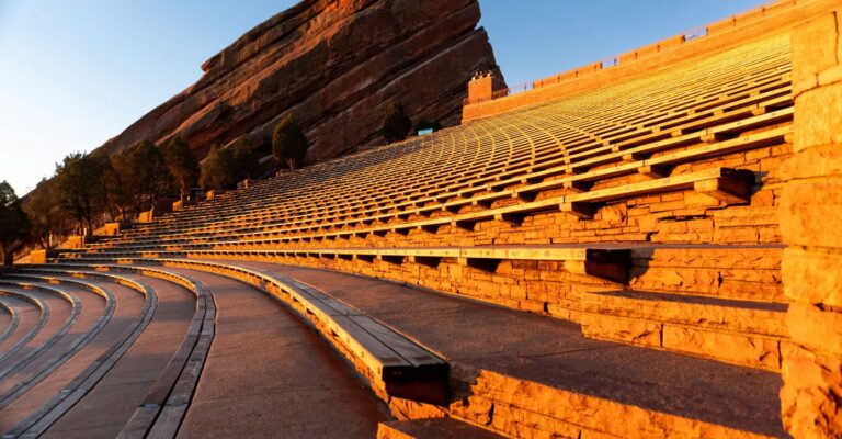 Red Rocks Amphitheater near Denver during golden hour