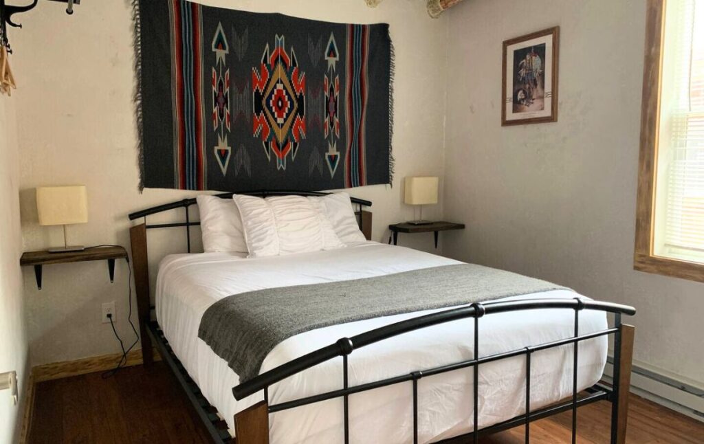 Master bedroom in our 2-bedroom cabin rental