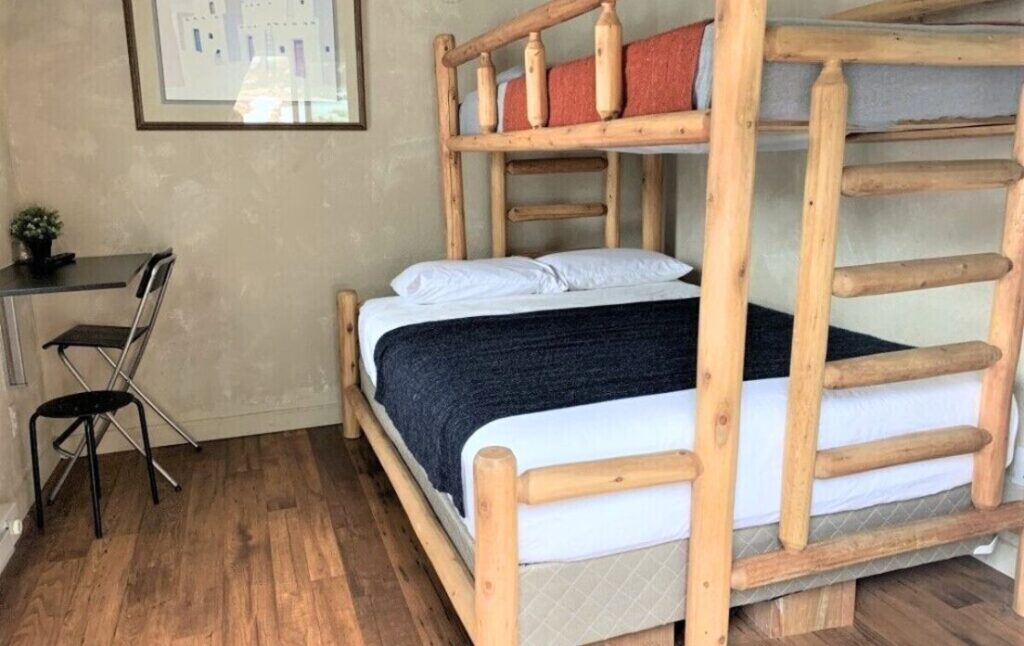 Bunk bed in second bedroom of our 2-bedroom cabin rental